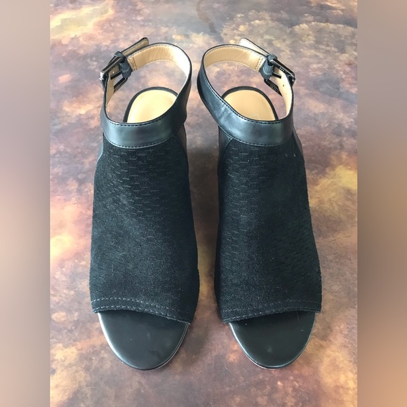 Franco Sarto 3” Black Sandal Wedge Heels - Picture 2 of 10